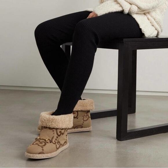Gucci Fria GG Jumbo Logo Horsebit Shearling Lined Boots Size: 37.5 - Picture 1 of 12